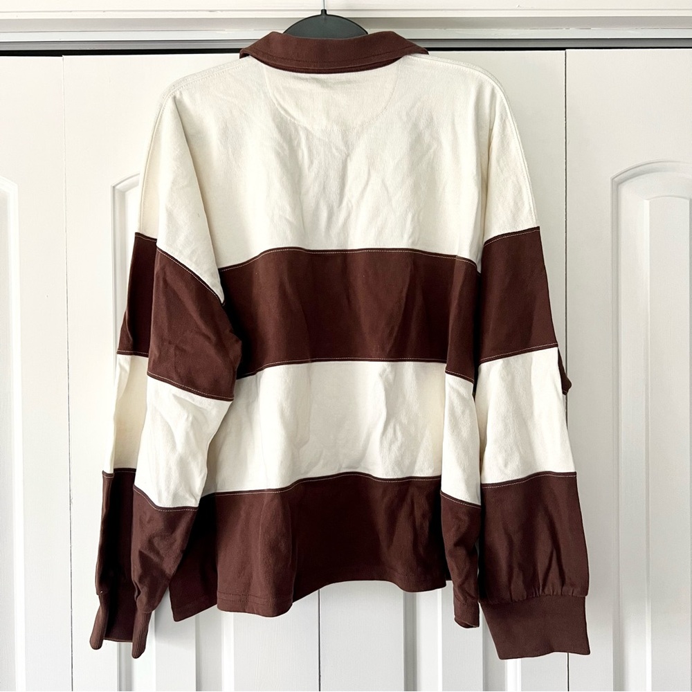 Madewell Brown and White Rugby Long Sleeve Tee - Picture 5 of 6